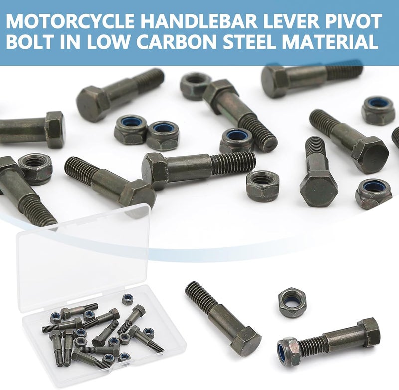 Minho Motorcycle Handlebar Lever Pivot Bolt in Low Carbon Steel Material,M8 Hex Head,M5 Threading,Overall Lenght 24mm,for Handlebar Brake Lever,Pack of 5 - Image 5